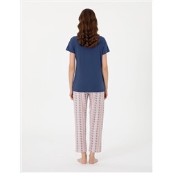 İndigo Kısakollu Pijama Takımı