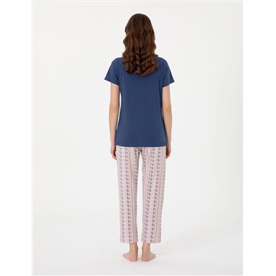 İndigo Kısakollu Pijama Takımı