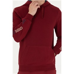 Erkek Bordo Kapüşonlu Sweatshirt