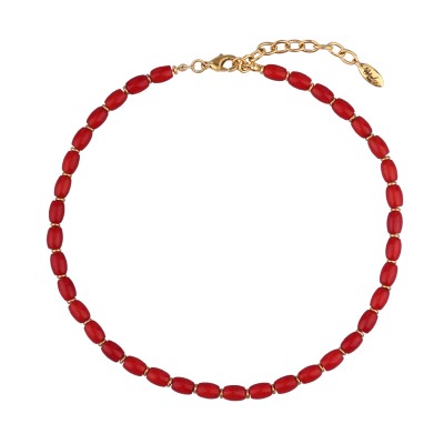 Колье Селена (коралл 8мм; покрытие золото) 41-46см, Есть комплект