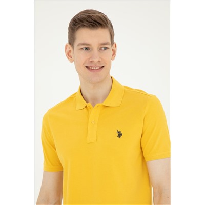 Erkek Slim Fit Polo Yaka Safran Basic Tişört