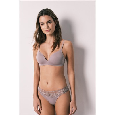Sujetador triangular modal y encaje beige CHARMING