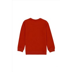 Çocuk Kiremit Basic Bisiklet Yaka Sweatshirt