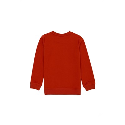 Çocuk Kiremit Basic Bisiklet Yaka Sweatshirt