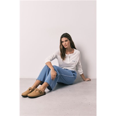 Pantalón Capri 100% algodón azul