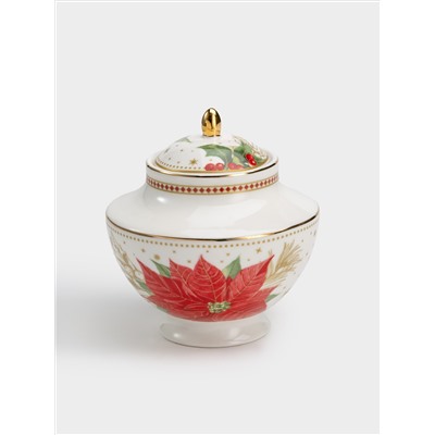 Сахарница, 0,25 л, Пуансеттия и ягоды