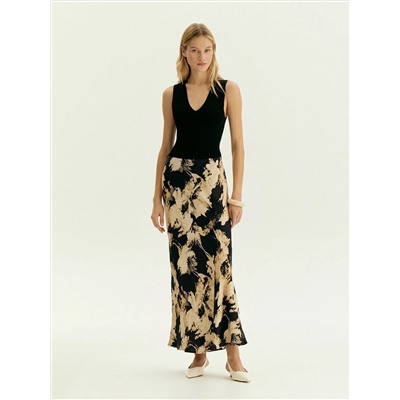 Юбка а-силуэта из вискозы, S1055/carn