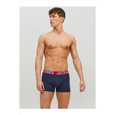 Jack & Jones Erkek 3'lü Renkli Logolu Boxer Paketi