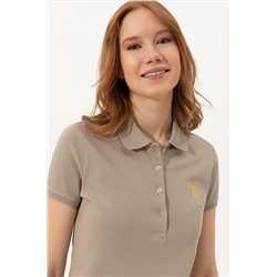 Kadın Haki Basic Polo Yaka Tişört