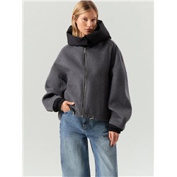 Полупальто из шерсти с отстегивающимся капюшоном, R137/harbor