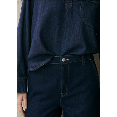 Jeans wideleg tiro alto rinse wash