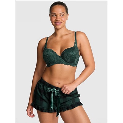 PINK Flannel Boxy Ruﬄed Pajama Shorts