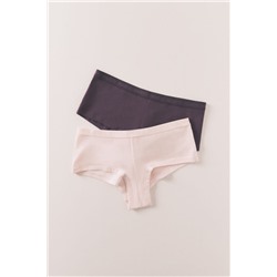Pack 2 bragas boxer algodón morado rosa
