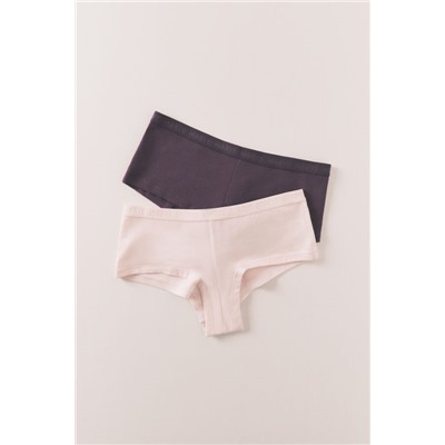 Pack 2 bragas boxer algodón morado rosa