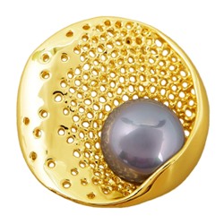 Брошь (Майорка 16мм серо-голубая; покрытие золото), Есть комплект