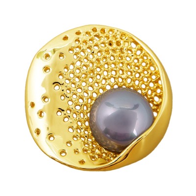 Брошь (Майорка 16мм серо-голубая; покрытие золото), Есть комплект