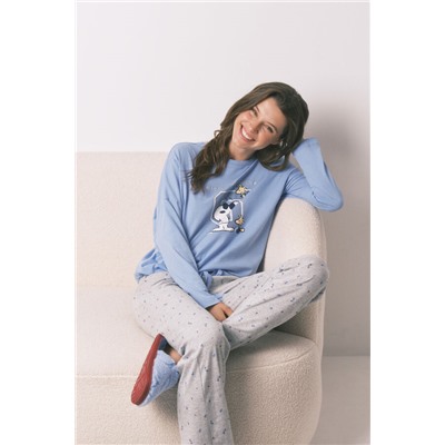 Pijama largo algodón Snoopy azul