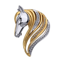 Брошь Альтея (кристаллы SW белые; покрытие золото, родий), Есть комплект