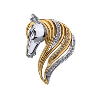 Брошь Альтея (кристаллы SW белые; покрытие золото, родий), Есть комплект