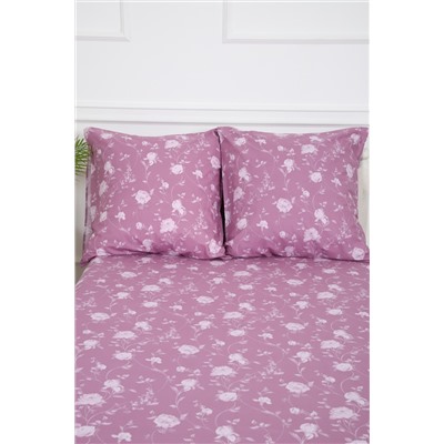 Простыня на резинке поплин Пиония-компаньон