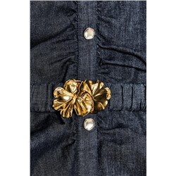 Z1975 DRAPED DENIM MIDI DRESS WITH BELT