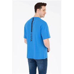 Erkek Saks Oversize Bisiklet Yaka Tişört