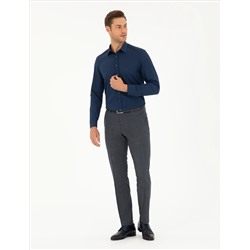Lacivert Slim Fit Uzun Kollu Gömlek