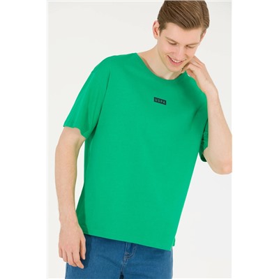 Erkek Elma Yeşili Comfort Bisiklet Yaka Tişört