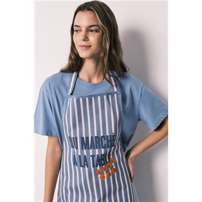 Delantal algodón estampado rayas