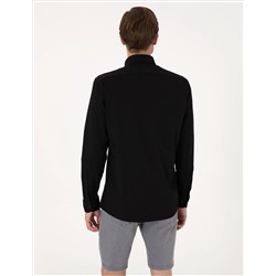 Siyah Slim Fit Uzun Kollu Gömlek