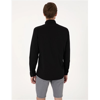 Siyah Slim Fit Uzun Kollu Gömlek