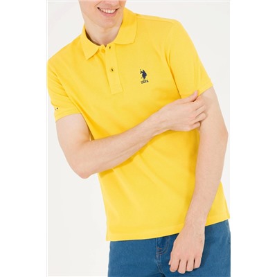 Erkek Koyu Sarı Basic Polo Yaka Tişört