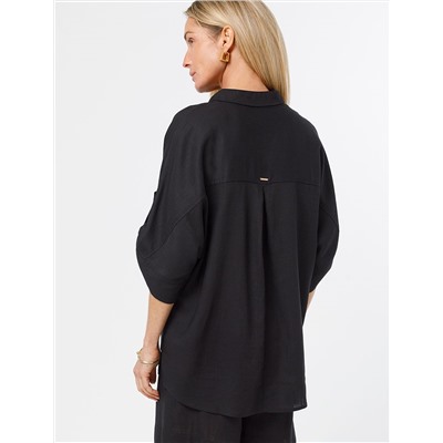 Блузка с цельнокроеным рукавом  изо льна с вискозой