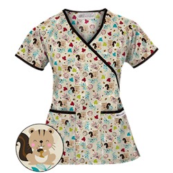 UA Fall Favorite Black Mock Wrap Scrub Top