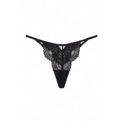 Tanga encaje lurex negro