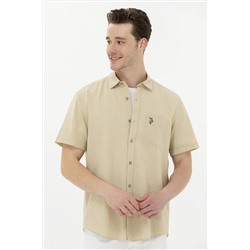 Erkek Haki Kısa Kollu Gömlek