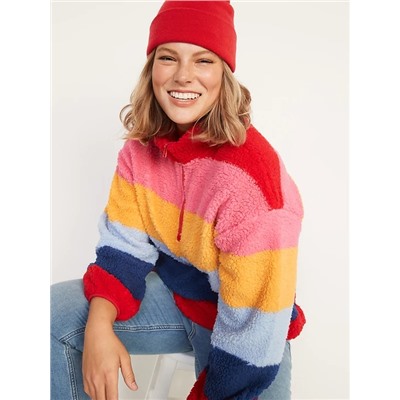 Cozy Sherpa Half-Zip Pullover Sweater for Women