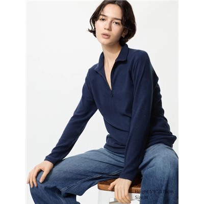 HEATTECH Fleece Stretch Half-Zip T-Shirt (Long Sleeve)