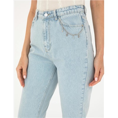 Açık Mavi Mom High Waist Fit Jean Pantolon
