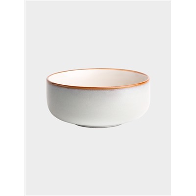 Салатник, 14х6 см, 600 мл, керамика, серо-бежевый, с коричневым кантом, Mandala