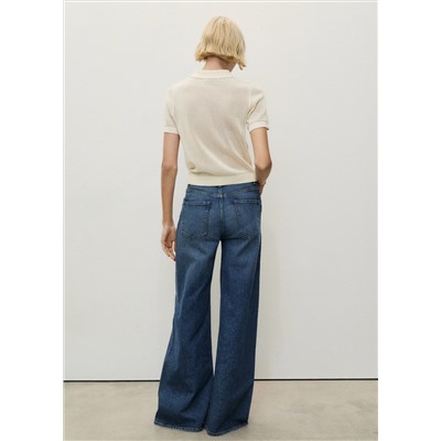 Jeans wide leg tiro alto