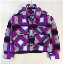 Женское модное однобортное шерстяное пальто с отворотом в клетку из шерстяной смеси с начесом