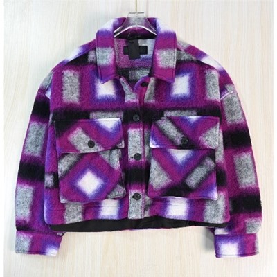 Женское модное однобортное шерстяное пальто с отворотом в клетку из шерстяной смеси с начесом