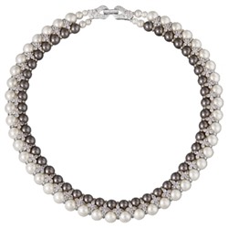 Колье Вальс (Майорка 7мм белая, темно-серая; покрытие родий) 45см