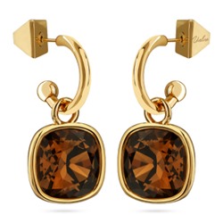Серьги Триумф (кристаллы SW шоколад 12мм; покрытие золото), Есть комплект