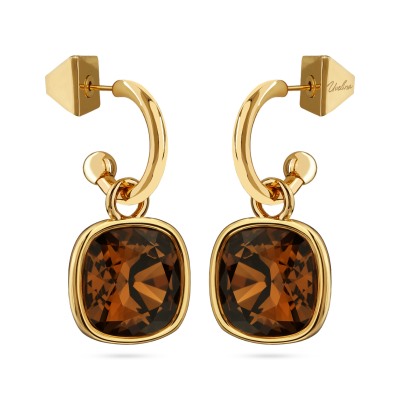 Серьги Триумф (кристаллы SW шоколад 12мм; покрытие золото), Есть комплект
