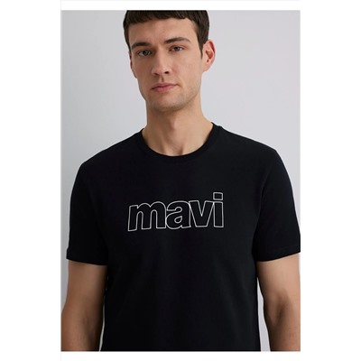 Mavi Logo Baskılı Siyah Tişört Slim Fit / Dar Kesim 065781-900