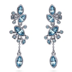 Серьги Эйва (кристаллы SW аквамарин; покрытие родий), Есть комплект