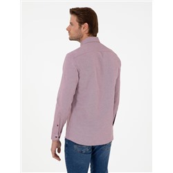 Bordo Slim Fit Uzun Kollu Gömlek