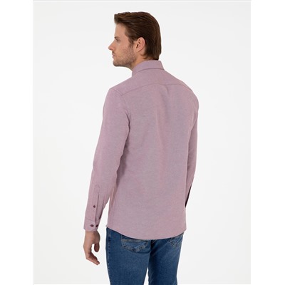 Bordo Slim Fit Uzun Kollu Gömlek